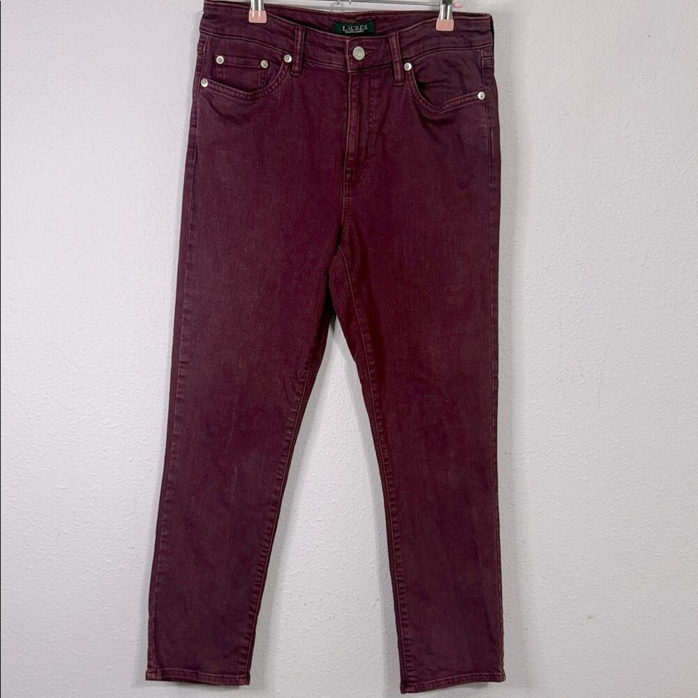 Lauren Ralph Lauren Women in Deep Burgundy Straight Leg Jeans  Size 8